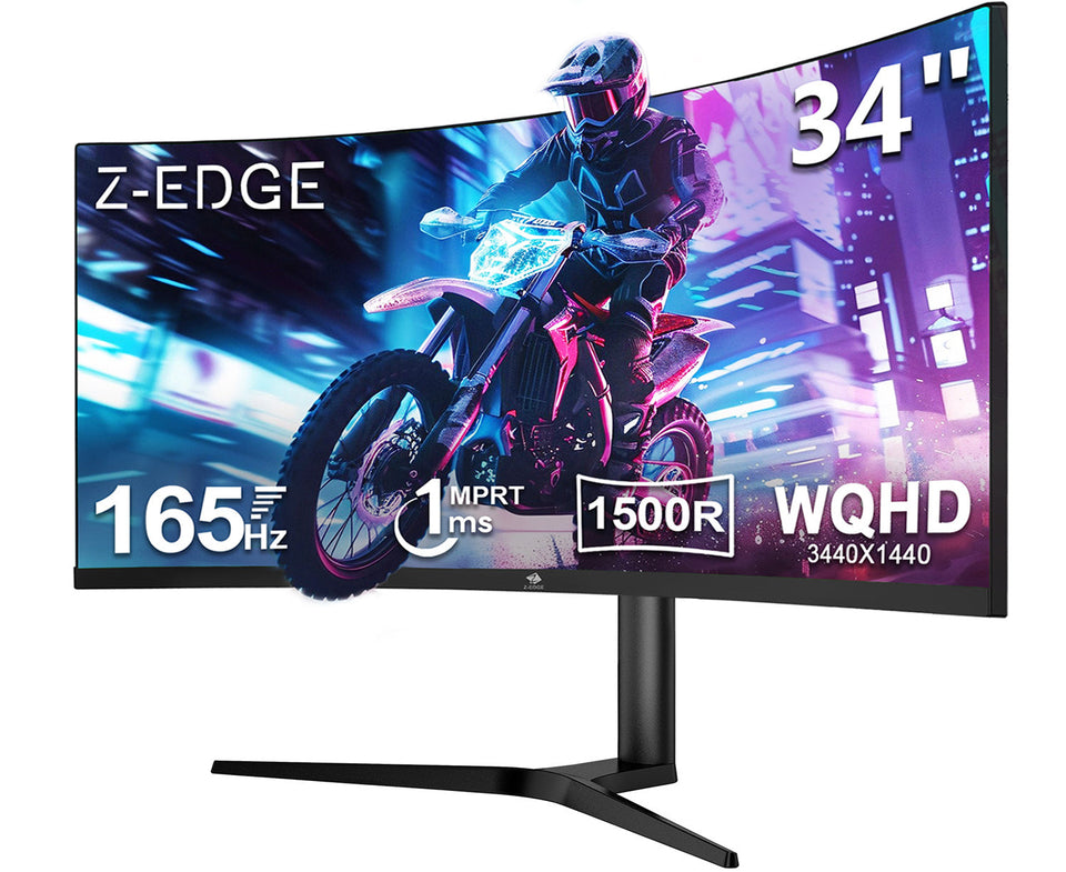 Z-EDGE UG34 34  165Hz QHD Ultrawide Curved Gaming Monitor Adjustable Stand
