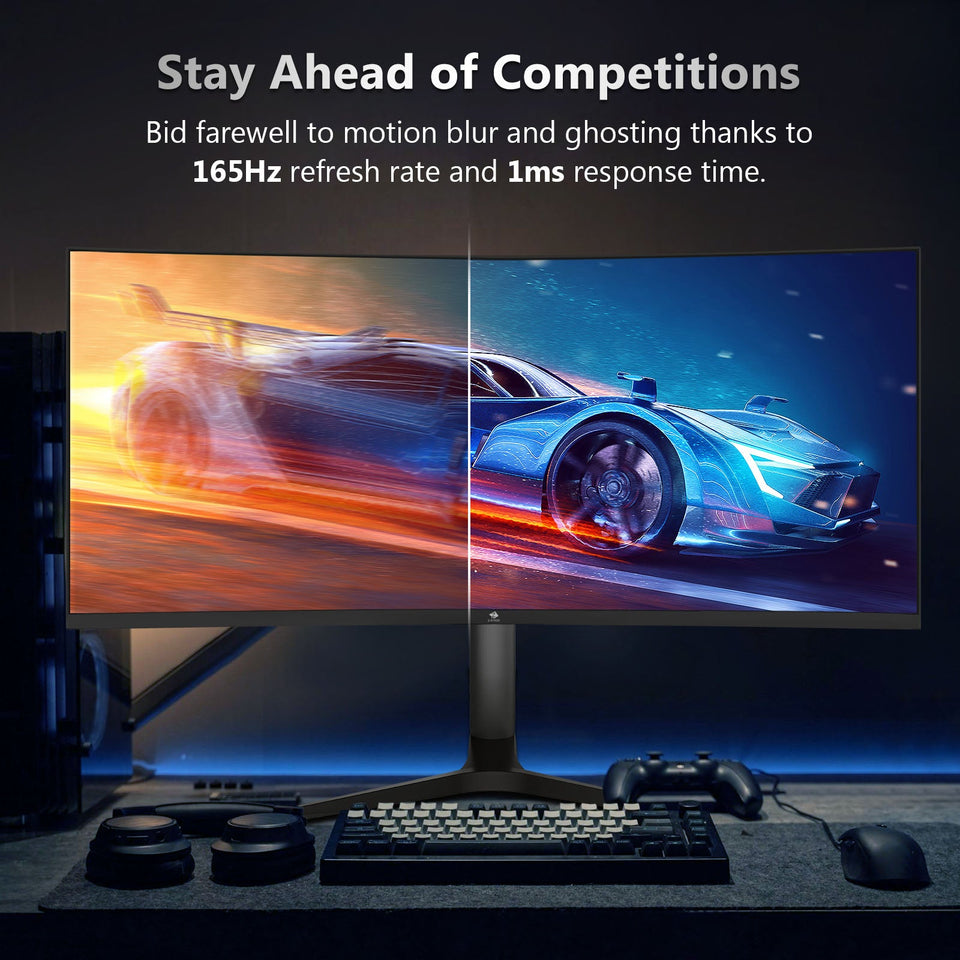 Z-EDGE UG34 34  165Hz QHD Ultrawide Curved Gaming Monitor Adjustable Stand