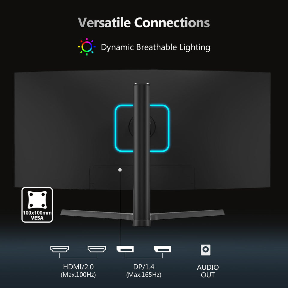 Z-EDGE UG34 34  165Hz QHD Ultrawide Curved Gaming Monitor Adjustable Stand