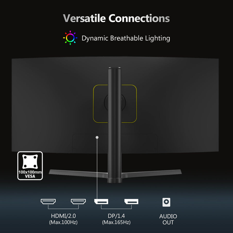 Z-EDGE UG34 34  165Hz QHD Ultrawide Curved Gaming Monitor Adjustable Stand