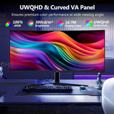 34Inch Ultrawide Gaming Monitor. WQHD(3440*1440P) 165Hz Curved Monitor.1500R. 99% sRGB. Computer Monitor That Support AMD Freesync. HDMI 2.0 & Displayport 1.4.Wall Mountable Installs-Black