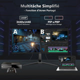 34Inch Ultrawide Gaming Monitor. WQHD(3440*1440P) 165Hz Curved Monitor.1500R. 99% sRGB. Computer Monitor That Support AMD Freesync. HDMI 2.0 & Displayport 1.4.Wall Mountable Installs-Black