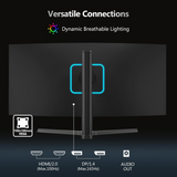 34Inch Ultrawide Gaming Monitor. WQHD(3440*1440P) 165Hz Curved Monitor.1500R. 99% sRGB. Computer Monitor That Support AMD Freesync. HDMI 2.0 & Displayport 1.4.Wall Mountable Installs-Black