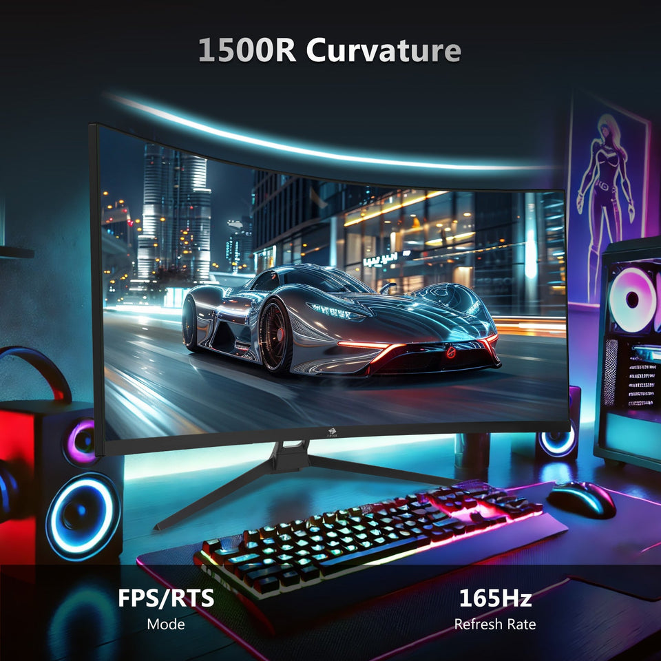 Z-Edge 34 Ultrawide 2K Curved Gaming Monitor with 165Hz Refresh Rate. 21:9 Aspect Ratio. 1ms MPRT. 3440x1440 Resolution. 1500R Curvature. VA Panel. 178 Viewing Angles.
