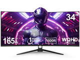 34Inch Ultrawide Gaming Monitor. WQHD(3440*1440P) 165Hz Curved Monitor.1500R. 99% sRGB. Computer Monitor That Support AMD Freesync. HDMI 2.0 & Displayport 1.4.Wall Mountable Installs-Black