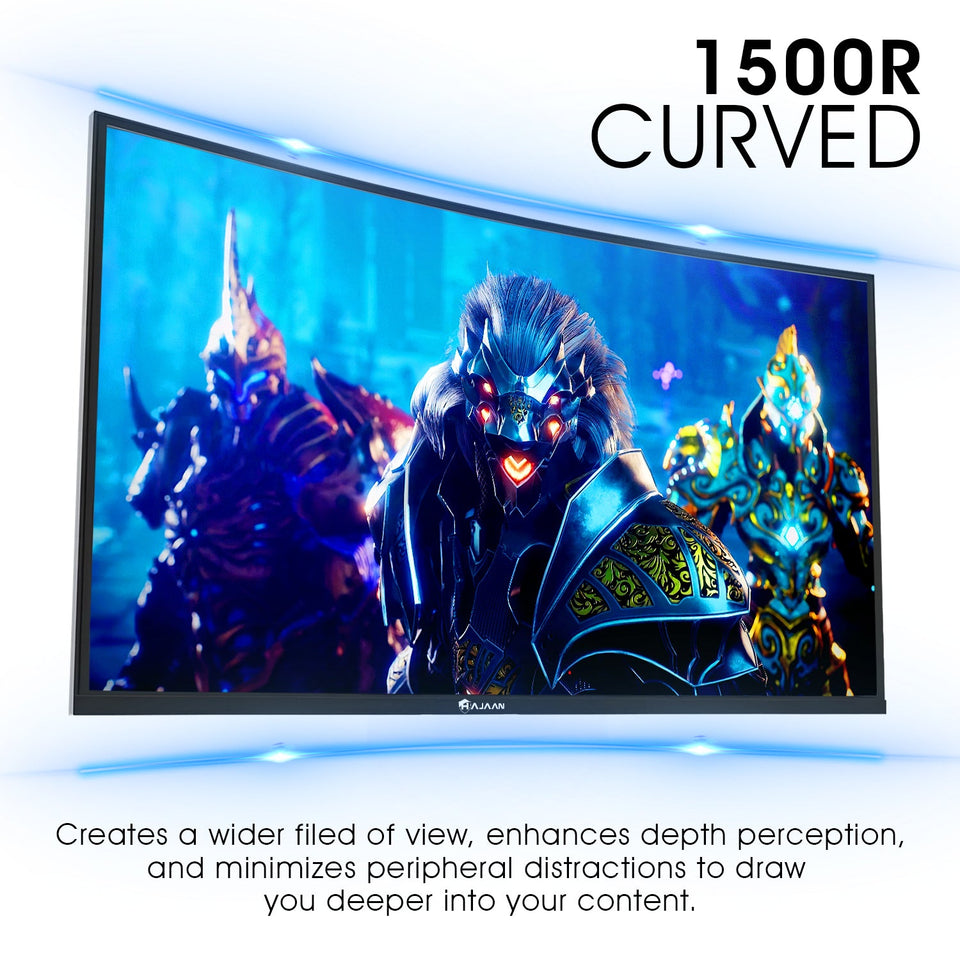 HAJAAN 32 Inch FHD 1080p Curved Gaming Monitor with RGB Lighting 200Hz Refresh Rate with VA Display. Built-in Speakers. Tilt Adjustment. Wall Mountable 2x HDMI. DP (X3223C) - Black