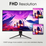 HAJAAN 32 Inch FHD 1080p Curved Gaming Monitor with RGB Lighting 200Hz Refresh Rate with VA Display. Built-in Speakers. Tilt Adjustment. Wall Mountable 2x HDMI. DP (X3223C) - Black
