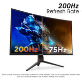 HAJAAN 32 Inch FHD 1080p Curved Gaming Monitor with RGB Lighting 200Hz Refresh Rate with VA Display. Built-in Speakers. Tilt Adjustment. Wall Mountable 2x HDMI. DP (X3223C) - Black