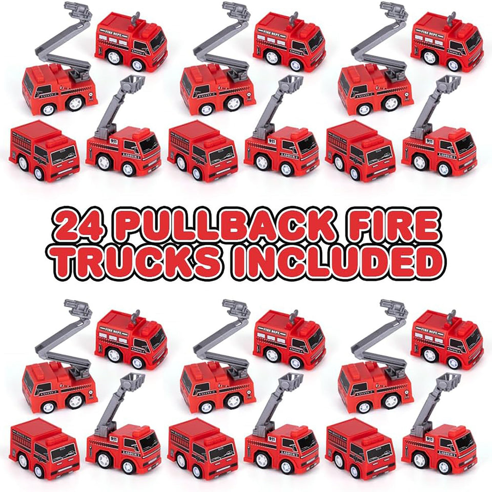 24pc Mini Fire Truck Pullback Playset