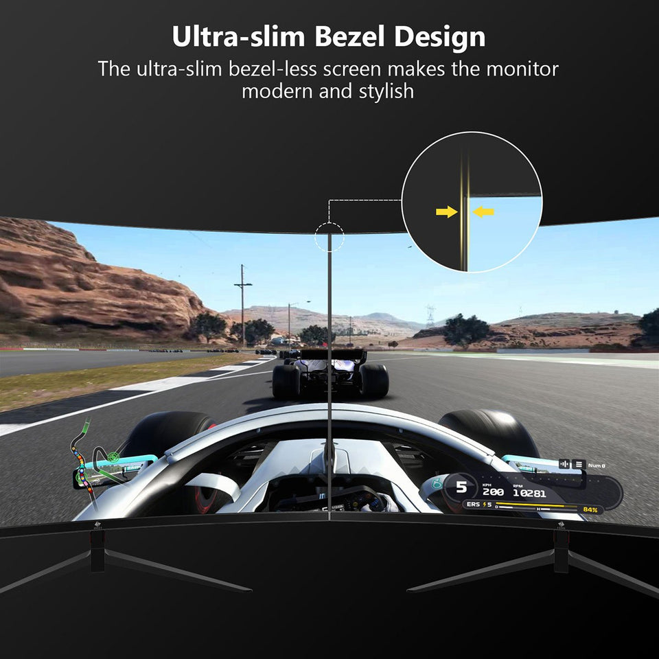 Z-EDGE 24 Inch Curved Gaming Monitor 180Hz 1ms MPRT. 16:9 Full HD LED Monitor. VA Panel. 300cd/m² Brightness. HDMI DP Port - Black