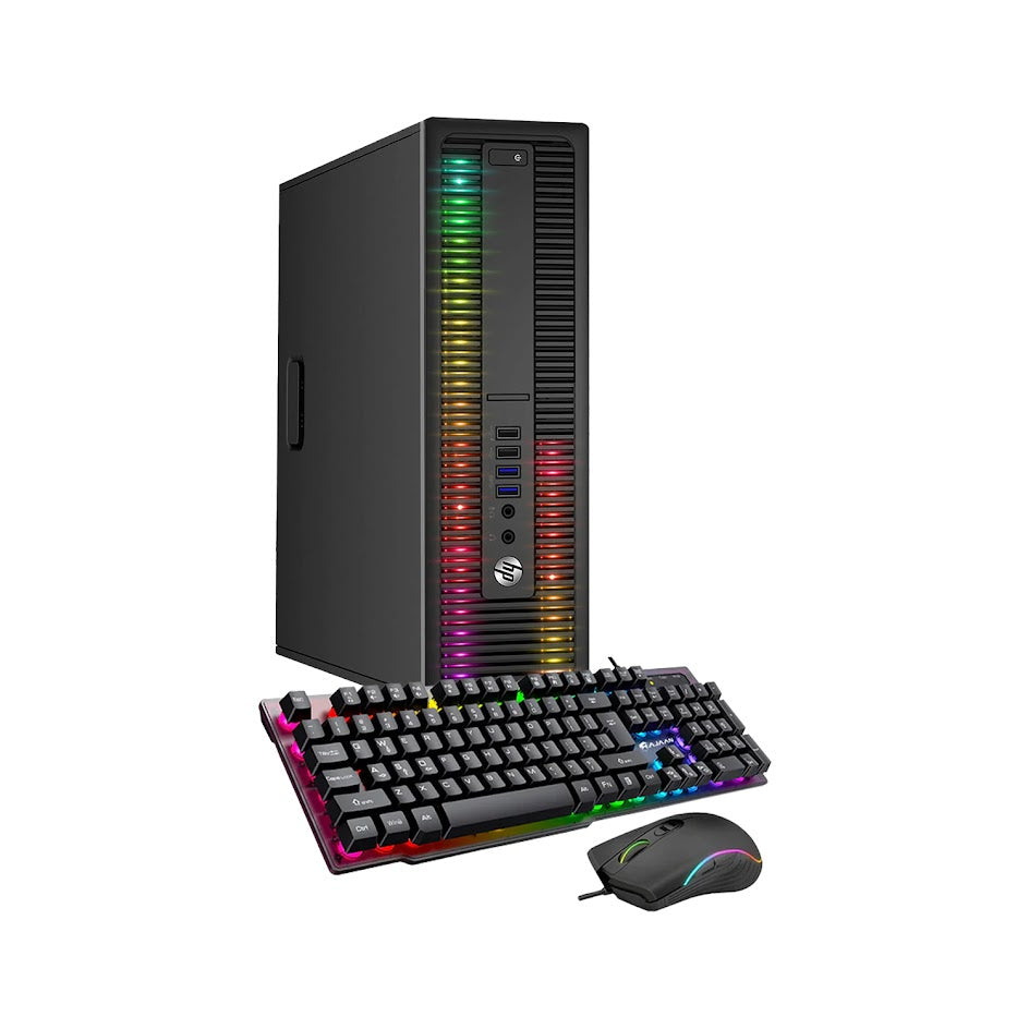 Custom Built RGB Lights - HP EliteDesk Desktop Computer Intel Core i5 - 6500. 3.2 GHz 8GB RAM 512GB SSD Win 10 Pro WIFI. Gaming PC Keyboard & Mouse - Refurbished